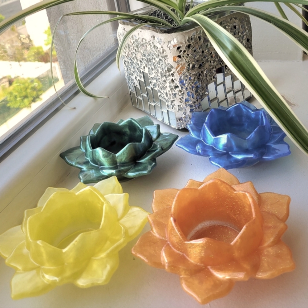 Lotus flower tea candle holders